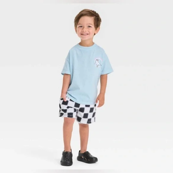 NWT 18 m toddler boy Grayson mini black white checkered shorts terry French - Picture 2 of 6